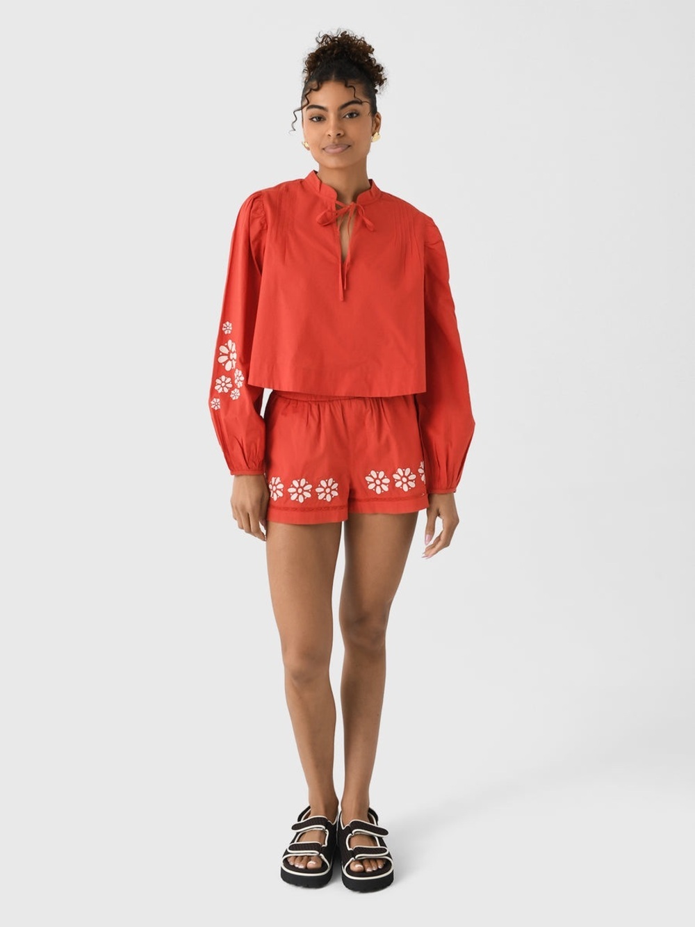CIAO LUCIA The Salm 100% Cotton Poplin Embroidered Top in Clay Red Size XL NWT - Picture 3 of 7